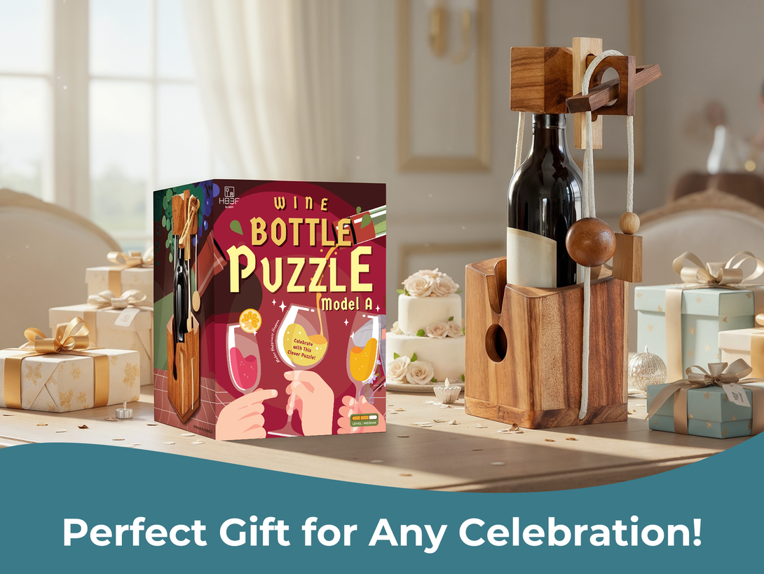 Namesakes Bottle Jail Puzzle – Rompecabezas De Madera Para Adultos, Reto IQ Con Botella (no Incluida)