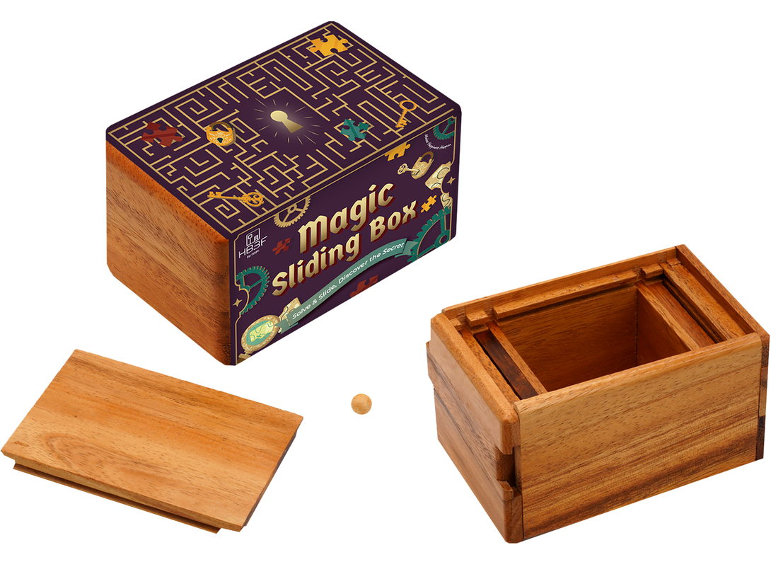 Magic Sliding Wooden Box Puzzle Brain Teasers with Secret Lock