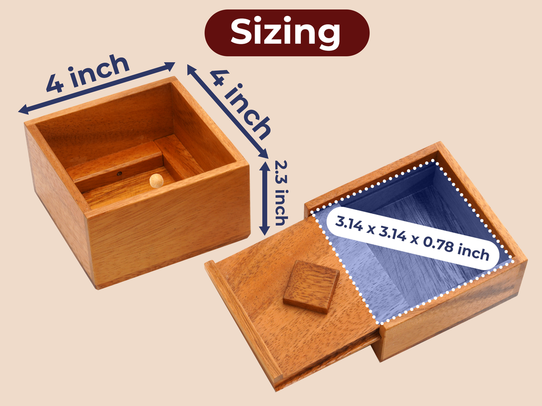 Treasure Secret Box Wooden Puzzle with Lock Hidden Compartment Brain T ...