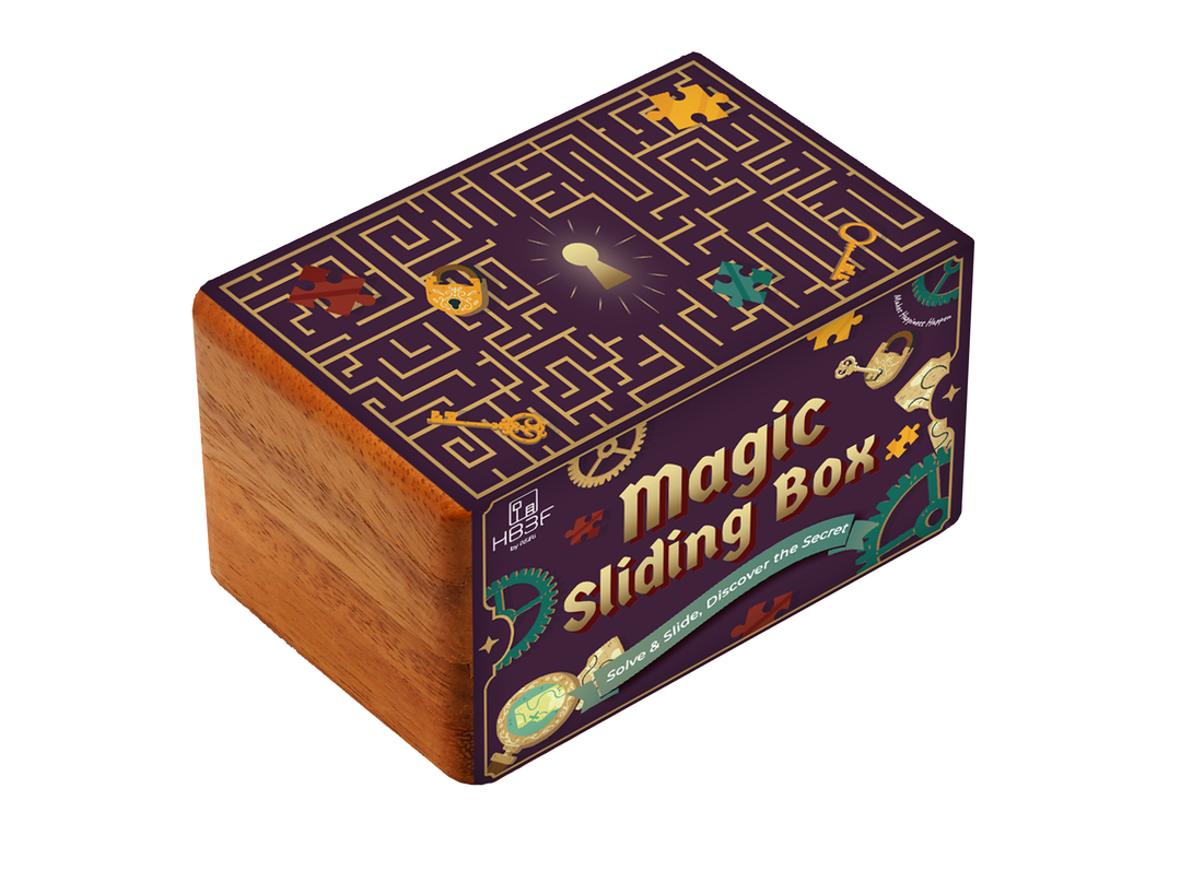 Magic Sliding Wooden Box Puzzle Brain Teasers with Secret Lock