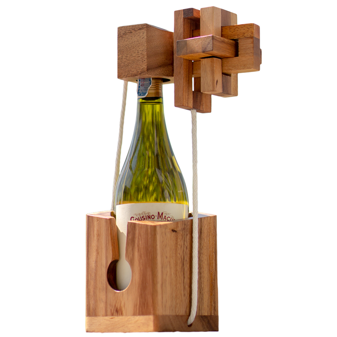 Wine bottle top wooden puzzle