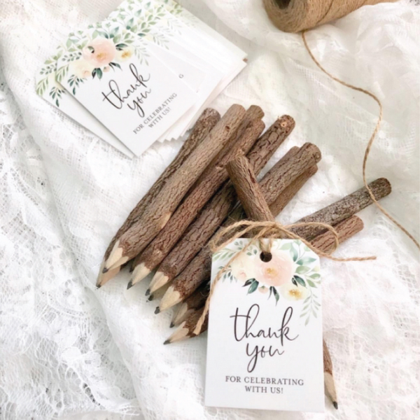 Graphite Wooden Pencils 7 inch long Tree Bark Wooden Favors in Rustic Twig Pencils Unique Gifts