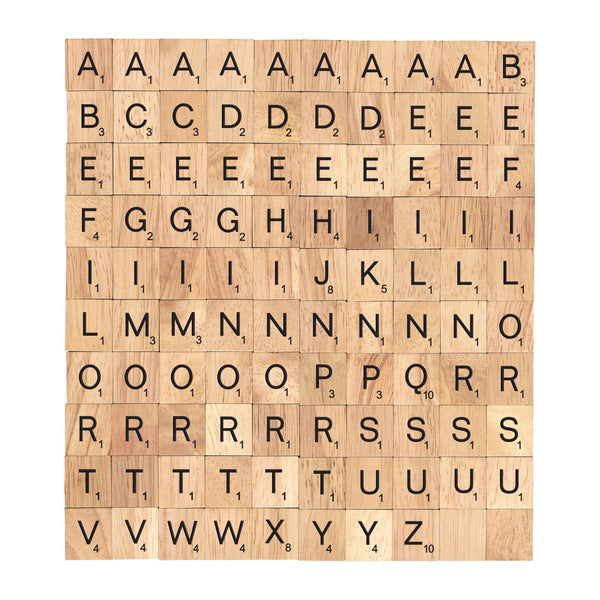 Wooden Scrabble tiles complete set 100 pcs